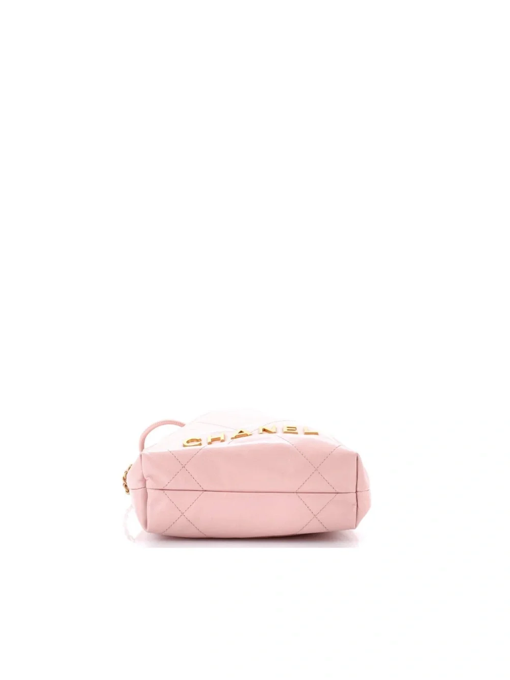 CHANEL Light Pink Quilted Drawstring Shoulder Bag with Gold Chain